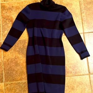 JCrew sweater dress blue and black striped